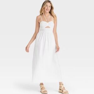 Universal Thread Smocked Cut-out Maxi Sundress in White - Size Medium - NWT!